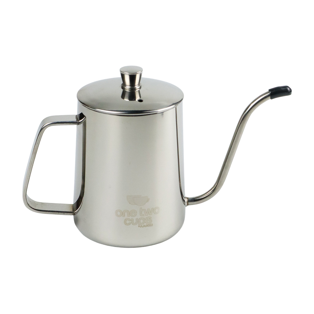 HS52 Silver 350ml Teko Leher Angsa Gooseneck Kettle + Tutup One Two Cups