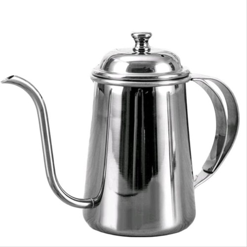 HS40 Silver 650ml Teko Leher Angsa Gooseneck Kettle One Two Cups