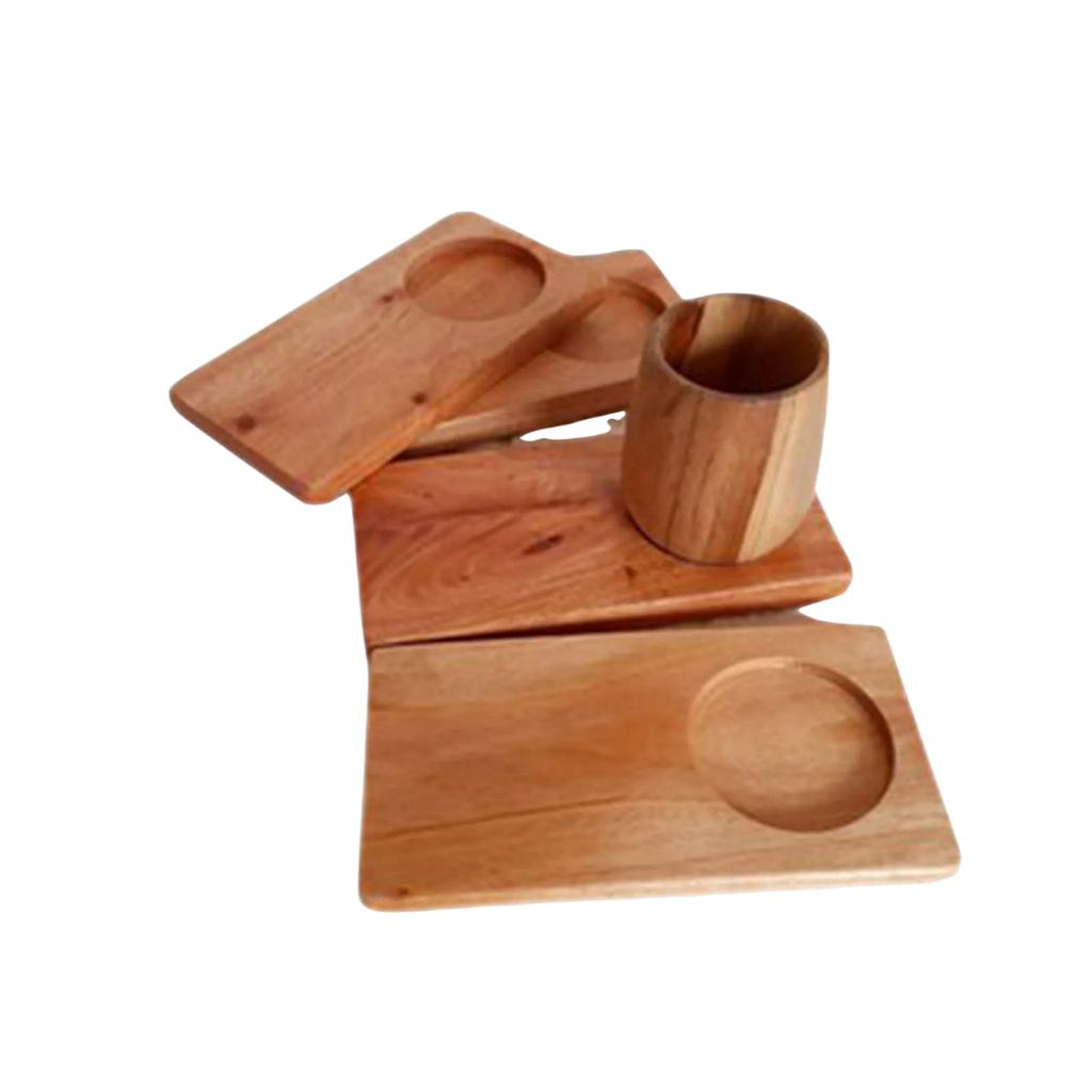 Wooden coasters tray 10 x 20 cm tatakan cangkir gelas kopi nampan kayu
