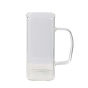 CL001 370ml Cangkir Kopi Kaca Tahan Panas Kotak Aesthetic Mug