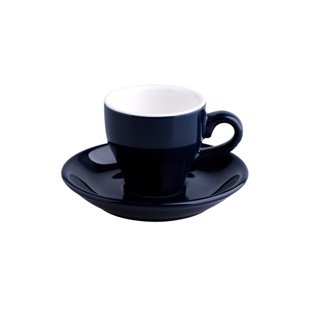 [PCGCE002] Cangkir Espresso 50ml + Saucer Keramik Biru Dongker