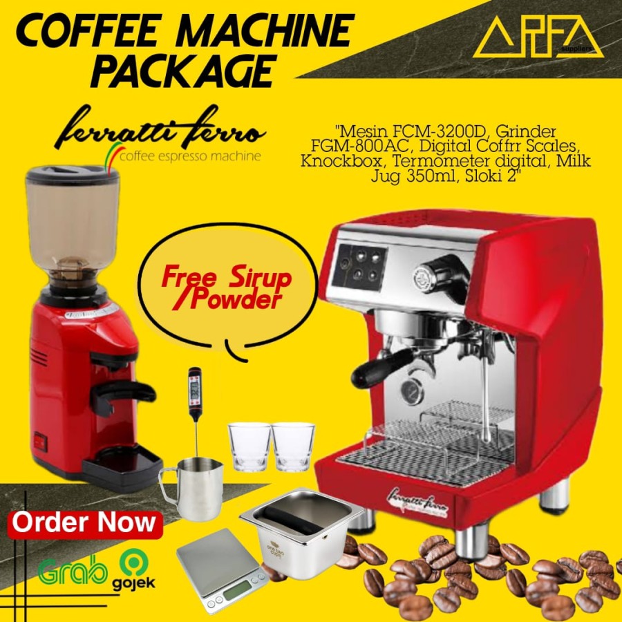 Paket Mesin Kopi Espresso Ferratti Ferro FCM3200DX - Medium Brew 597