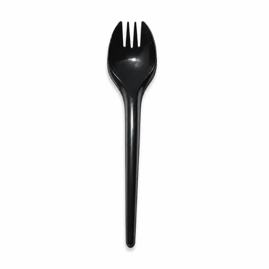 [KAM014] Sendok Garpu 2in1 / Spork Steril Hitam 50 Set