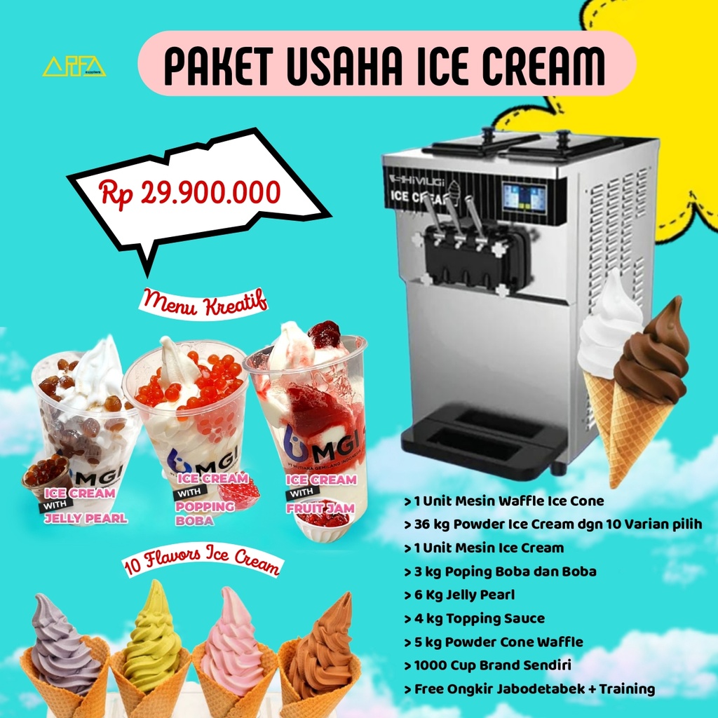 [APP01019] Paket Usaha Soft Ice Cream Brand Sendiri