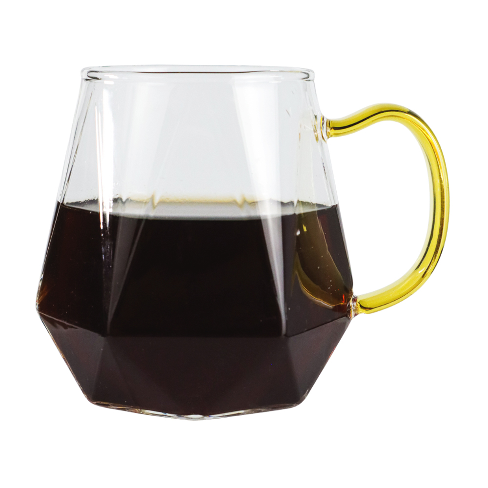 Gelas Kafe Kopi Teh Diamond Texture Glass 320ml