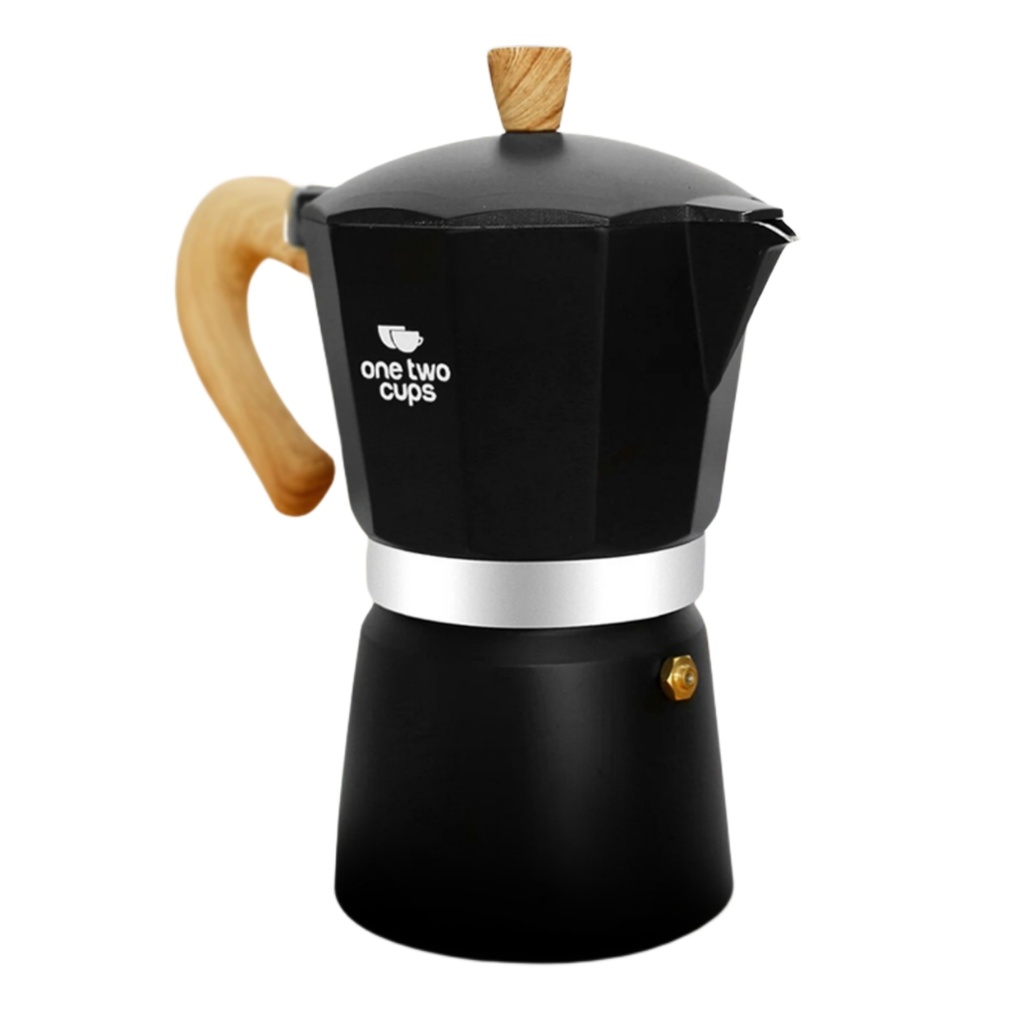 L15 Moka Pot Octagon Hitam 300ml / 6 Cups Espresso Coffee Maker Stovetop One Two Cups