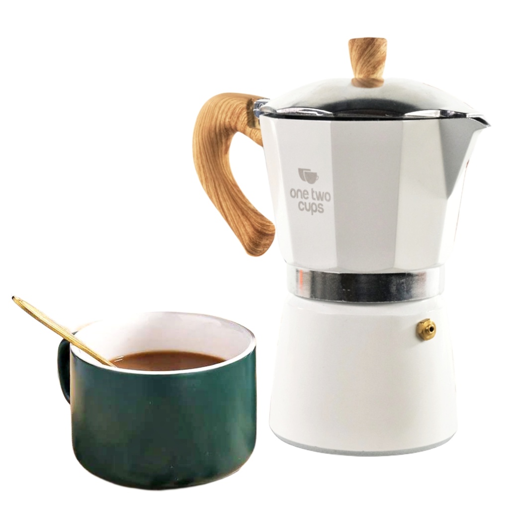 [PKMP015] PL315 Moka Pot Octagon Putih 300ml / 6 Cups Espresso Coffee Maker Stovetop One Two Cups