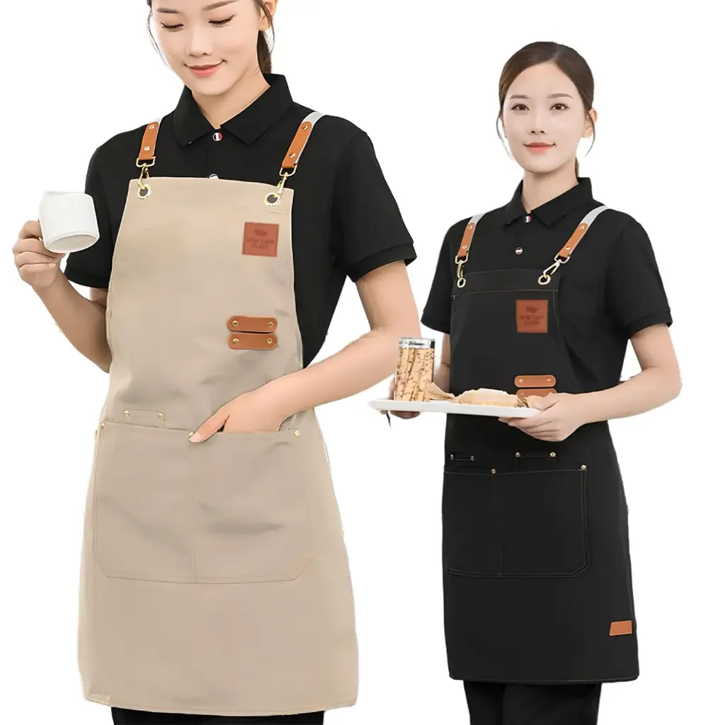 SP01 Celemek Masak Apron Barista Canvas Brown/Hitam One Two Cups