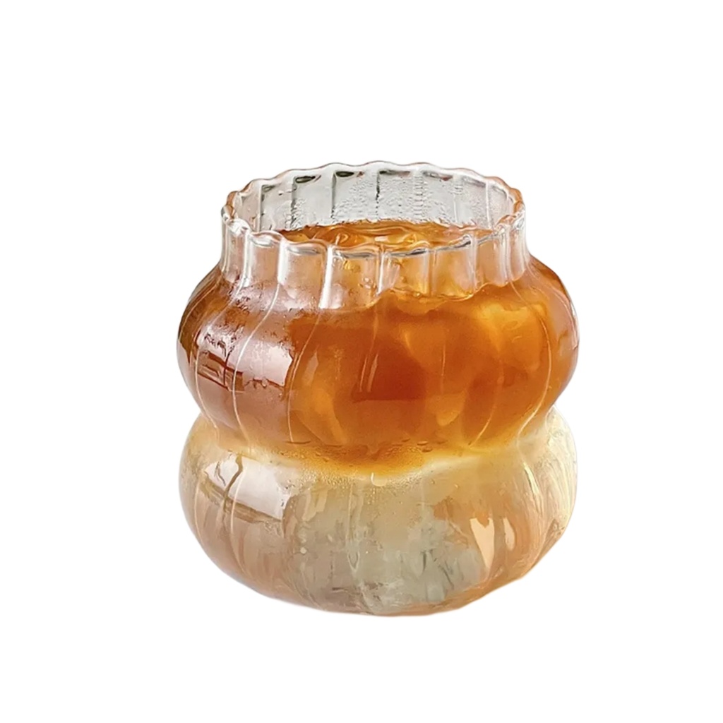 [PCGC011-A] GK23 410ml Gelas Cafe Stripe Aesthetic One Two Cups