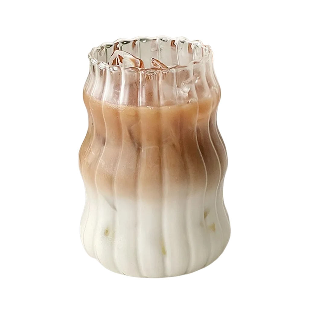 [PCGC011-B] GK23 530ml Gelas Cafe Stripe Aesthetic One Two Cups