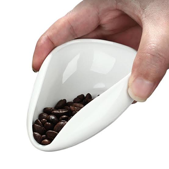 OX40 White One Two Cups Coffee Dosing Tray Mangkok Takar Biji Kopi Keramik