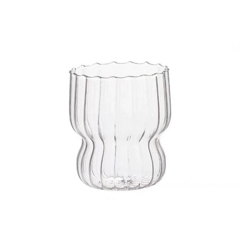 [PCGC060] T031 330ml Gelas Cafe Wave Stripe Glass One Two Cups