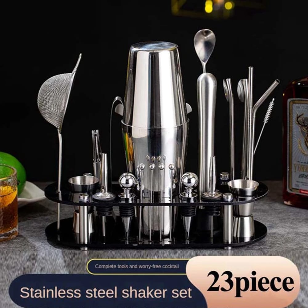 [PBBSH003] SH23 Shaloly 23in1 Bartender Set Cocktail Boston Shaker Stainless Steel One Two Cups