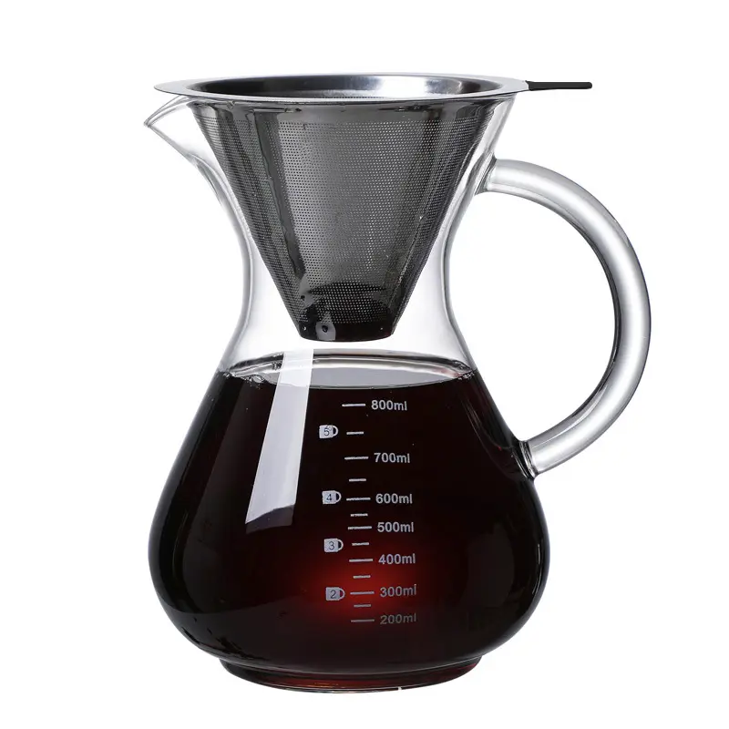 YDKT001 800ml Pour Over Coffee Server + Filter One Two Cups