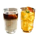 Gelas COCKTAIL GEEK Gelas Kaca Aesthetic Kopi Teh Vertical Stripe Glass 355ml