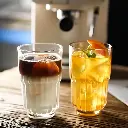 Gelas COCKTAIL GEEK Gelas Kaca Aesthetic Kopi Teh Vertical Stripe Glass 355ml