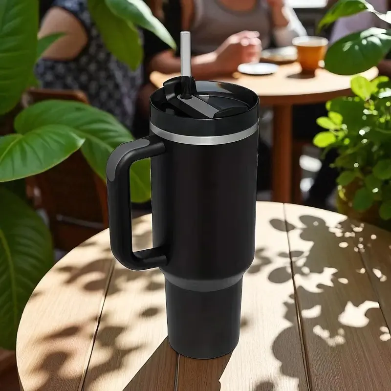 TLXT Black Tumbler Air Panas Dingin Straw Flask BPA Free 1.2L