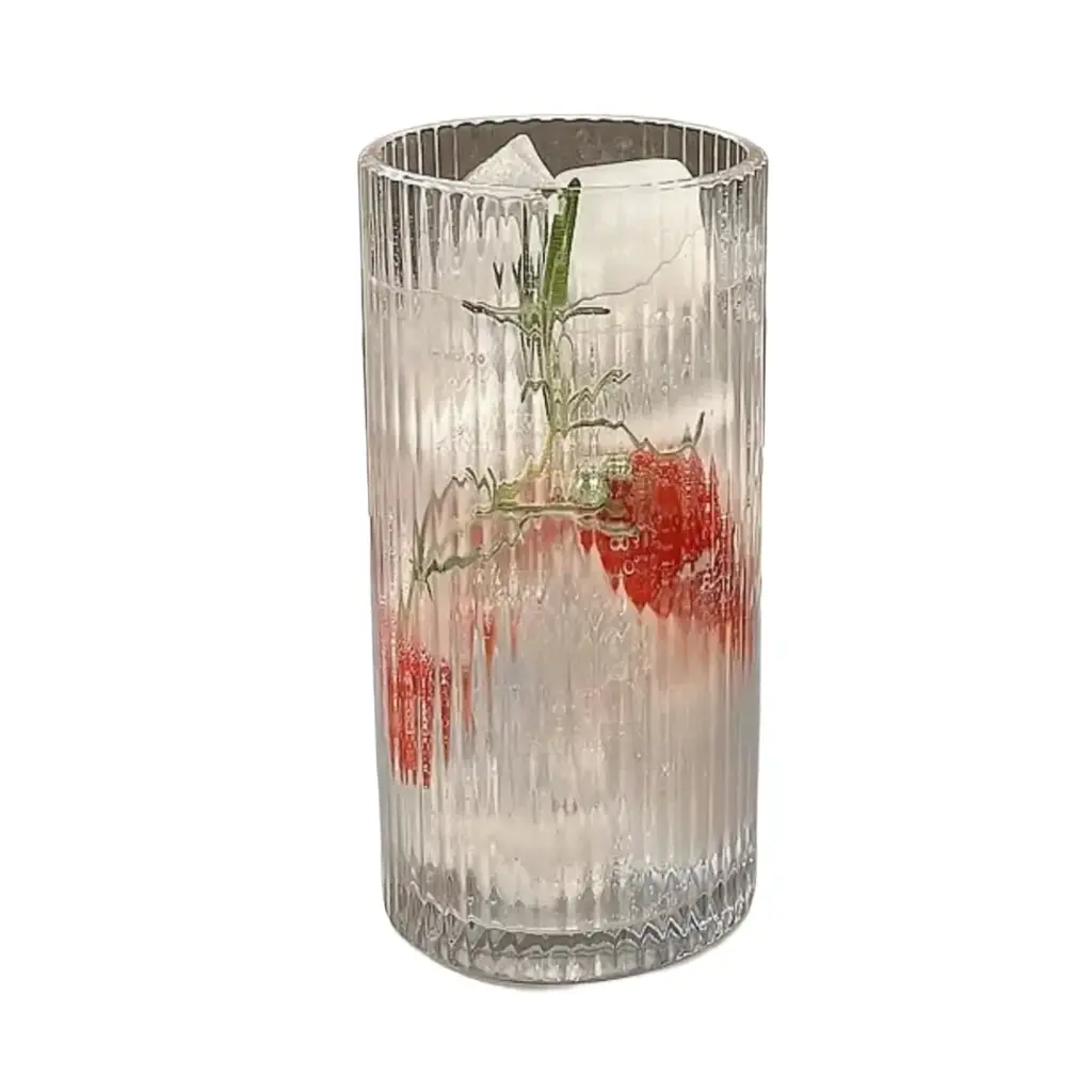 [PCGC035] GR35 360ml Gelas Cafe Aesthetic Kopi Teh Vertical Stripe Glass