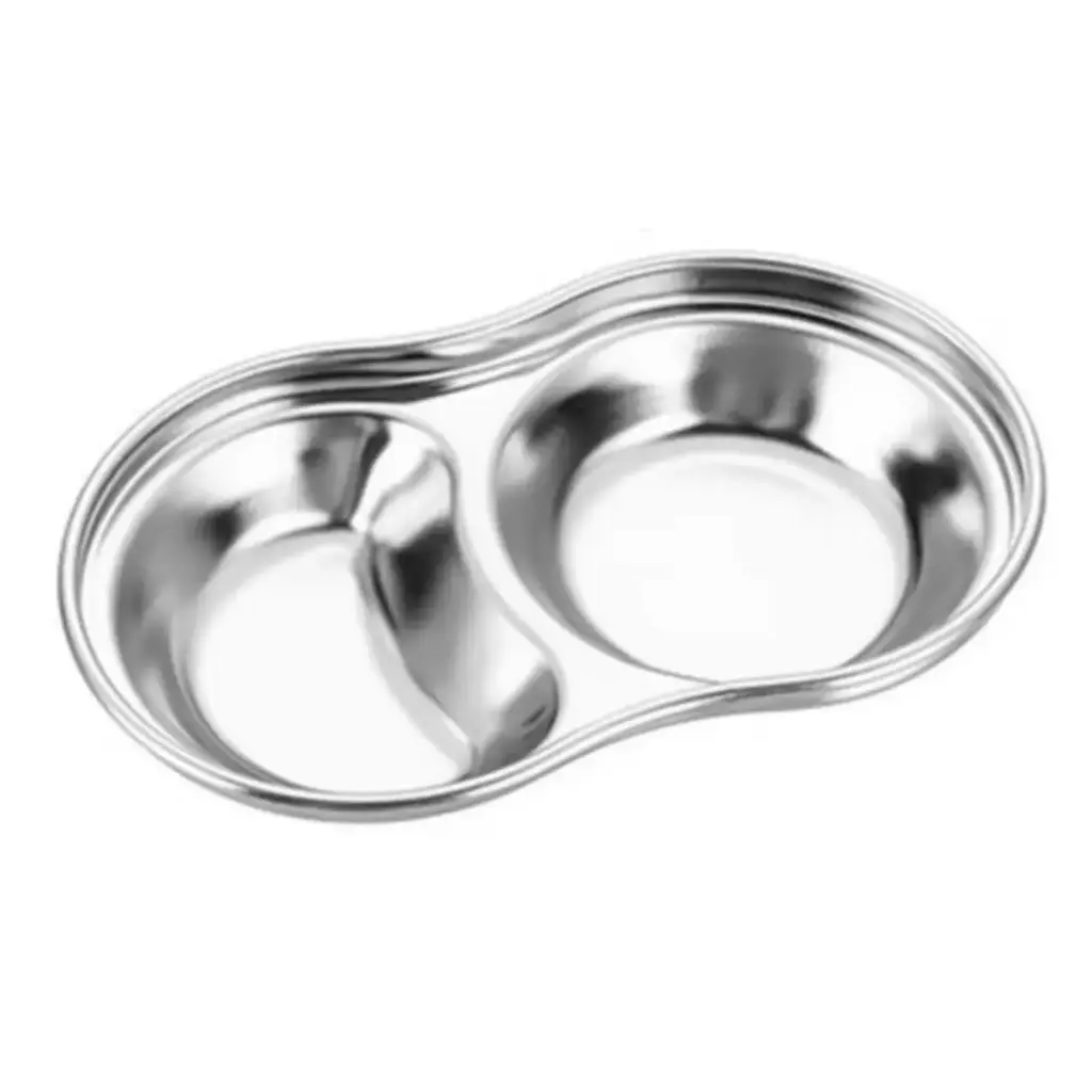 [PCBW010] UC2 2 Grid Tempat Saos Stainless Round Sauce Dish Plate