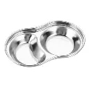 UC2 2 Grid Tempat Saos Stainless Round Sauce Dish Plate