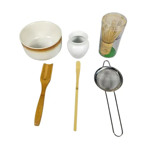 [MEMS012] S10 Multi Color Matcha Set 6in1 Chasen Whisk Chawan Chashaku Chakoshi One Two Cups