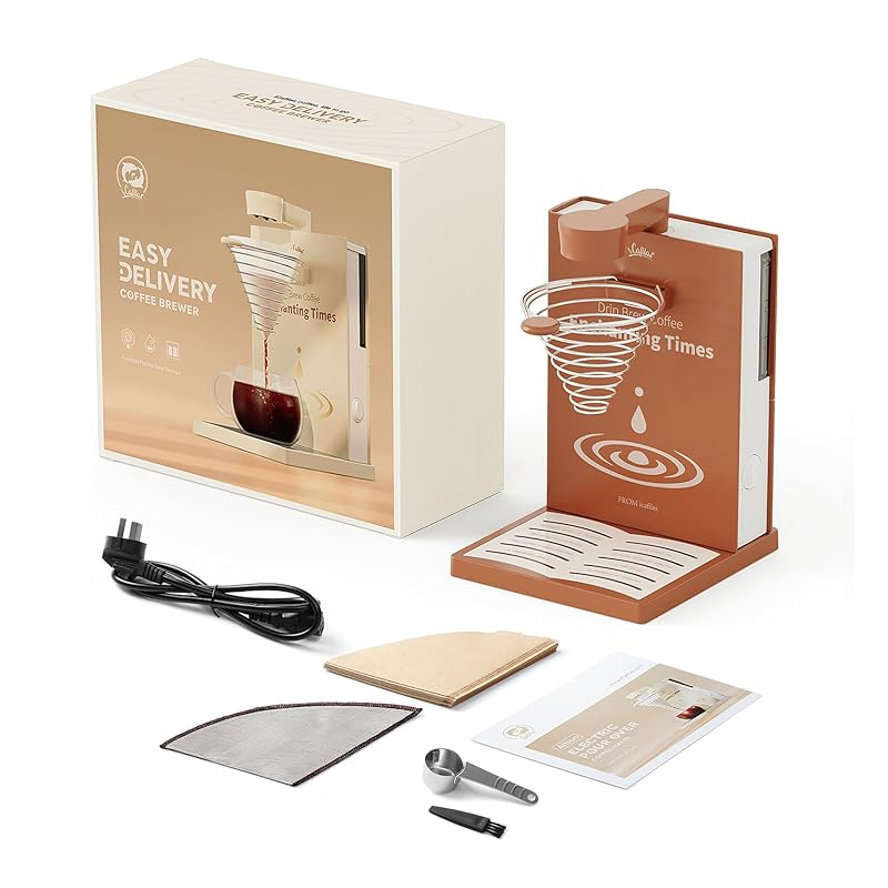 MA2302 Brown iCafilas Mesin Kopi Pour Over Otomatis Dripper V60 Foldable 300ml