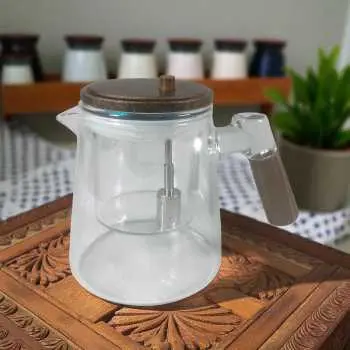 HP13 Transparent 650ml Teko Kaca Tahan Panas Infuser Teapot One Two Cups