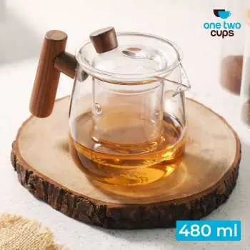 [PKTLG014] HM4 480ml Transparent Teko Kaca Tahan Panas Teapot One Two Cups