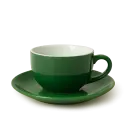 Cangkir Latte 220ml + Saucer – Keramik Hijau Estetik | Porcelain Tahan Panas