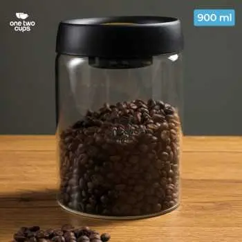SE41 Black Gold 900ml Toples Kaca Vacuum Sealed Lid One Two Cups