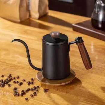 STS304 Black 600ml Teko Leher Angsa Gooseneck Kettle