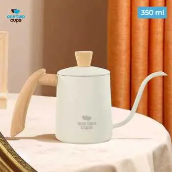 [PKTLG003-B] AGB35 White 350ml Teko Leher Angsa Gooseneck Kettle One Two Cups