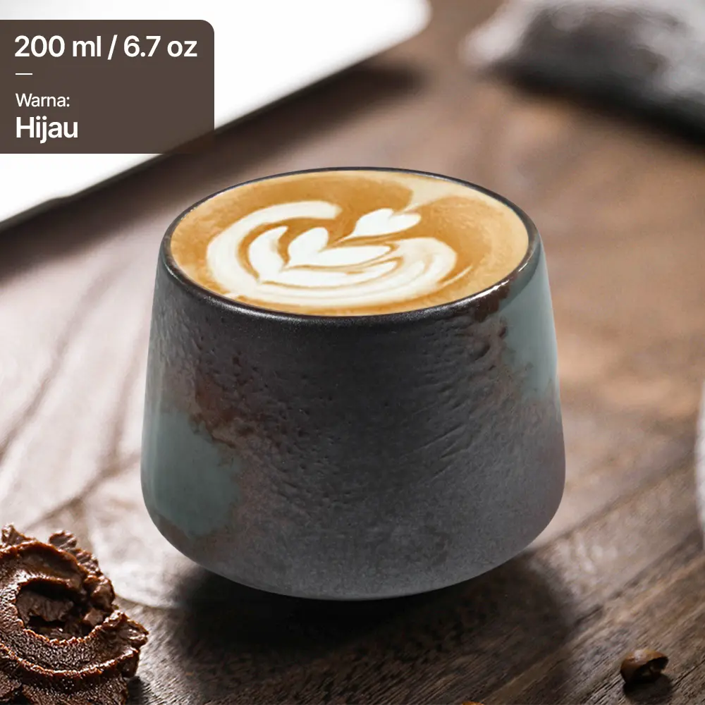 FB014 FLAMBE Green Gelas Cafe Keramik Japanese Style