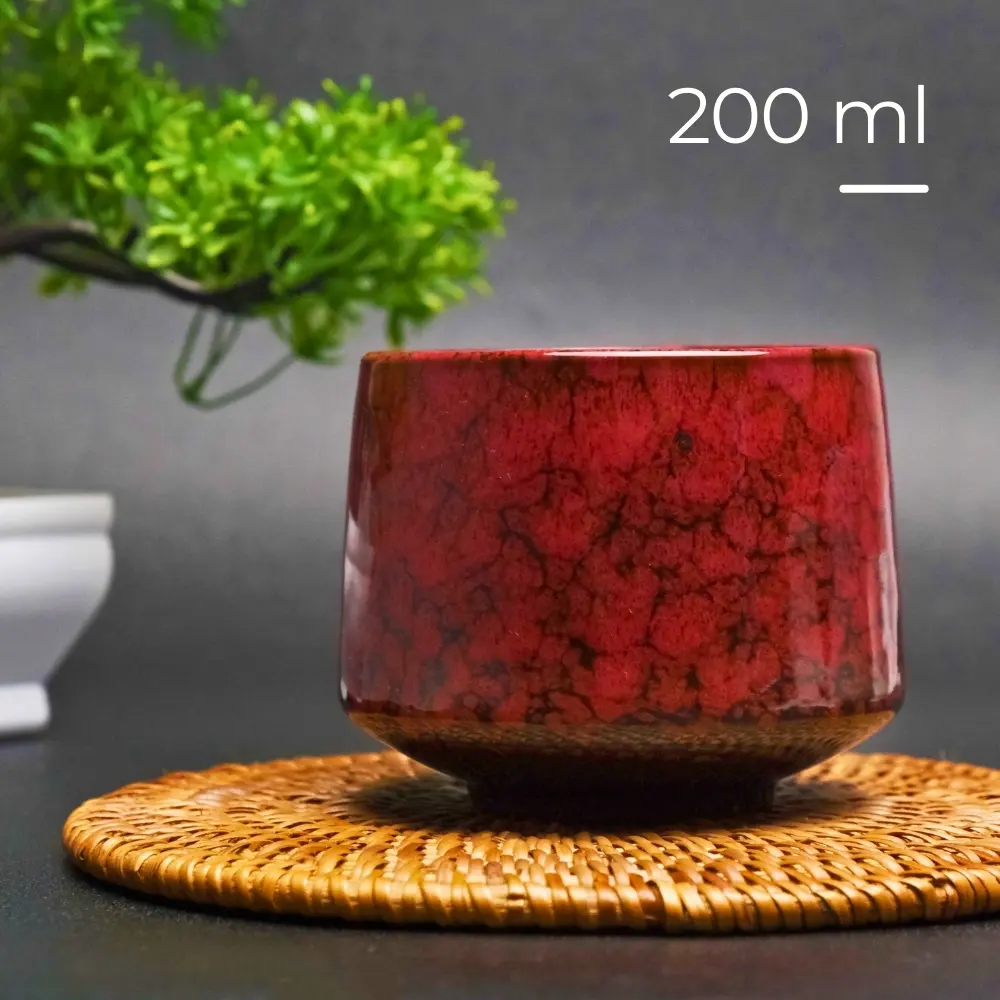 FB014 FLAMBE Red Gelas Cafe Keramik Japanese Style