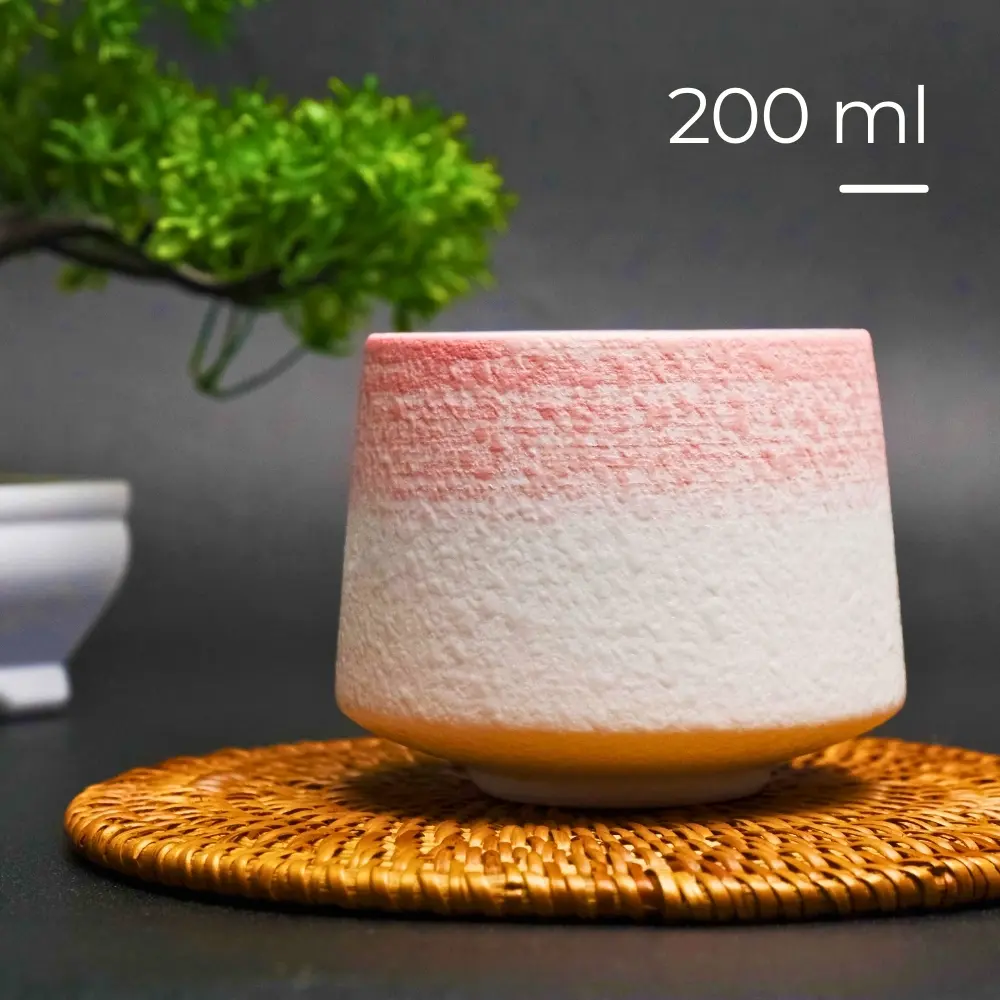 [PCGC009-O] FB014 White Pink Gelas Cafe Keramik Japanese Style