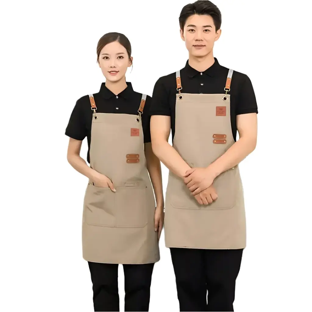 SP01 Celemek Masak Apron Barista Canvas Khaki One Two Cups