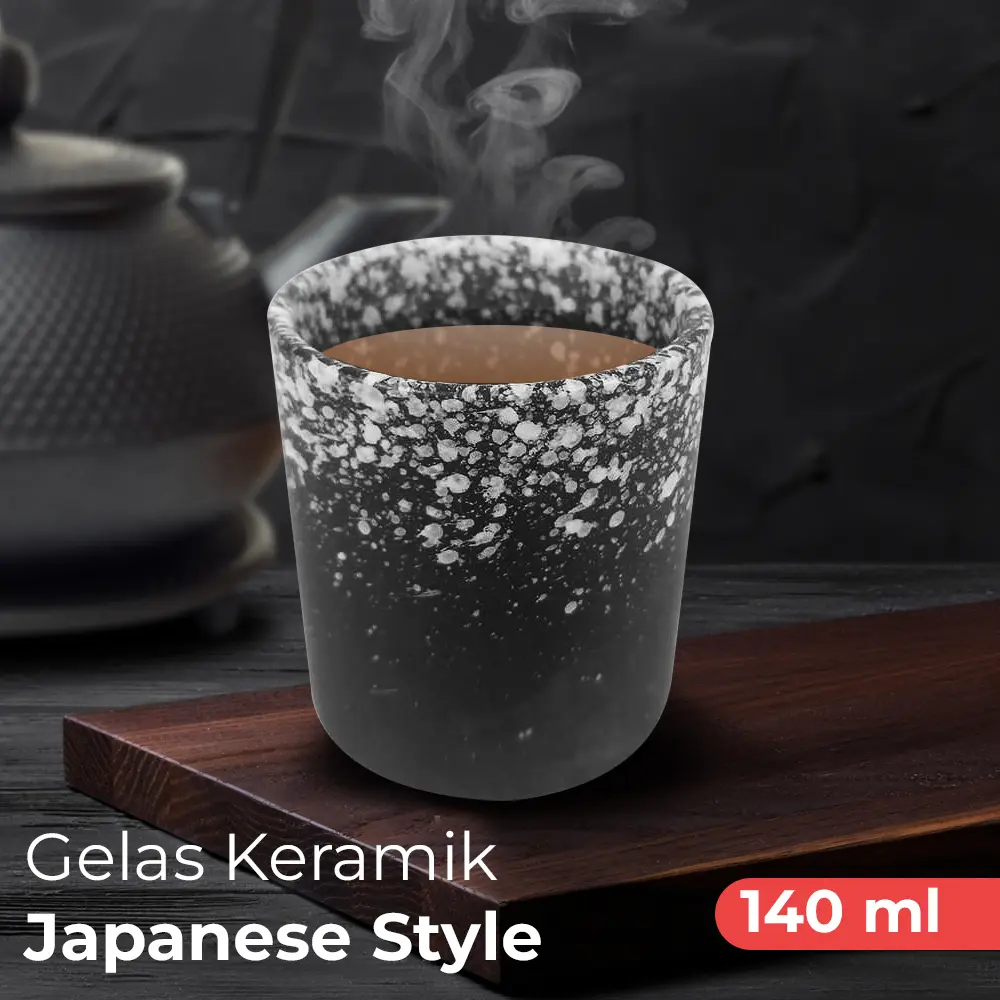 [PCGC002-A] A2 Black 140ml Gelas Cafe Keramik