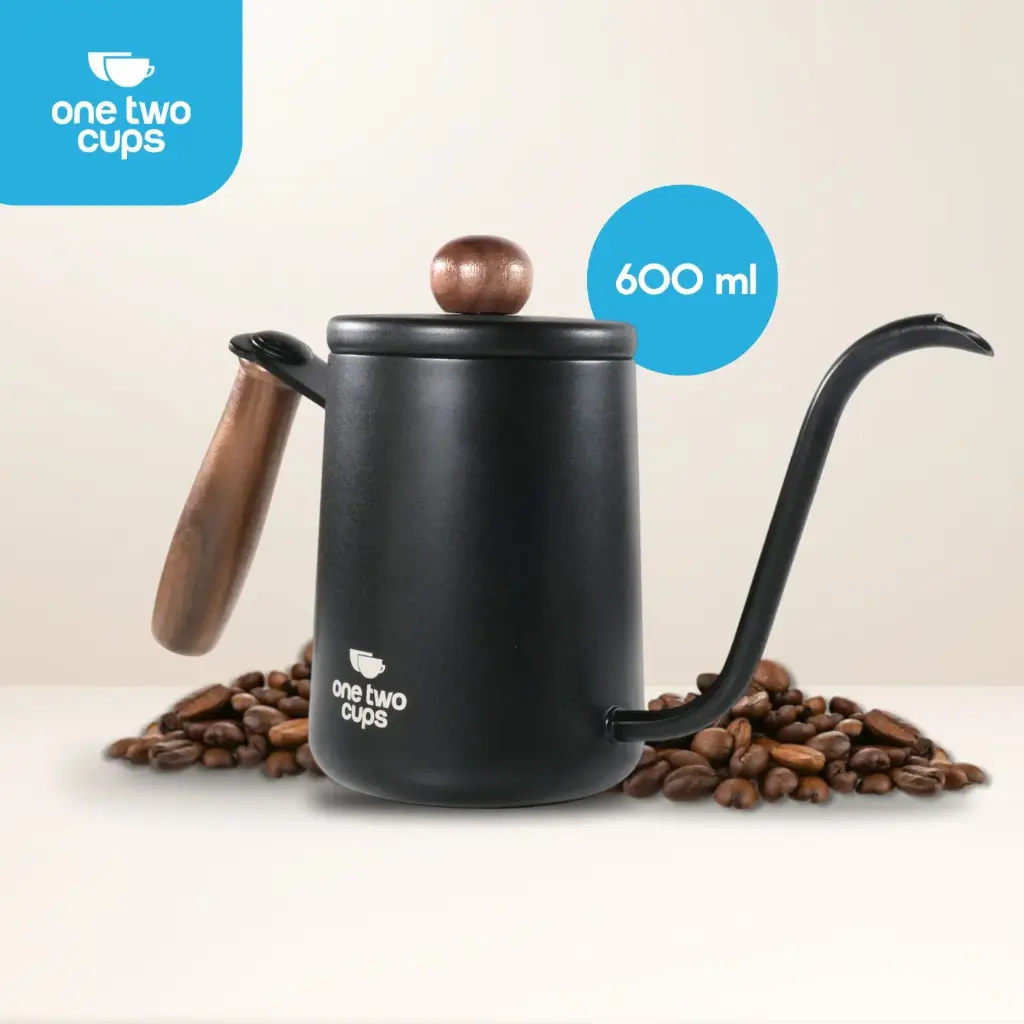 OTC36 Black 600ml Teko Leher Angsa Gooseneck Kettle One Two Cups