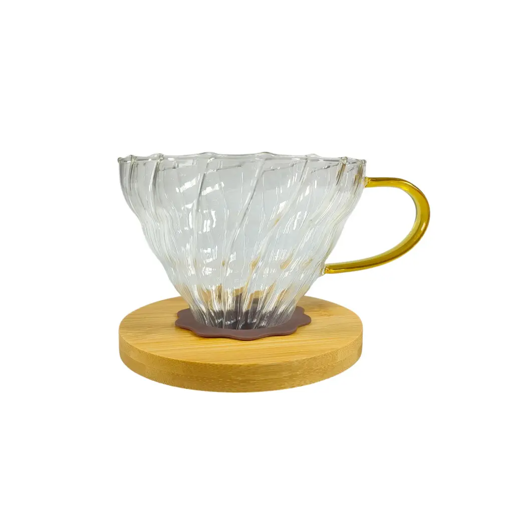 SD8106 VD20BS Transparent Dripper Bamboo Tray with Handle 1-4 Cups One Two Cups