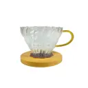 SD8106 VD20BS Transparent Dripper Bamboo Tray with Handle 1-4 Cups One Two Cups