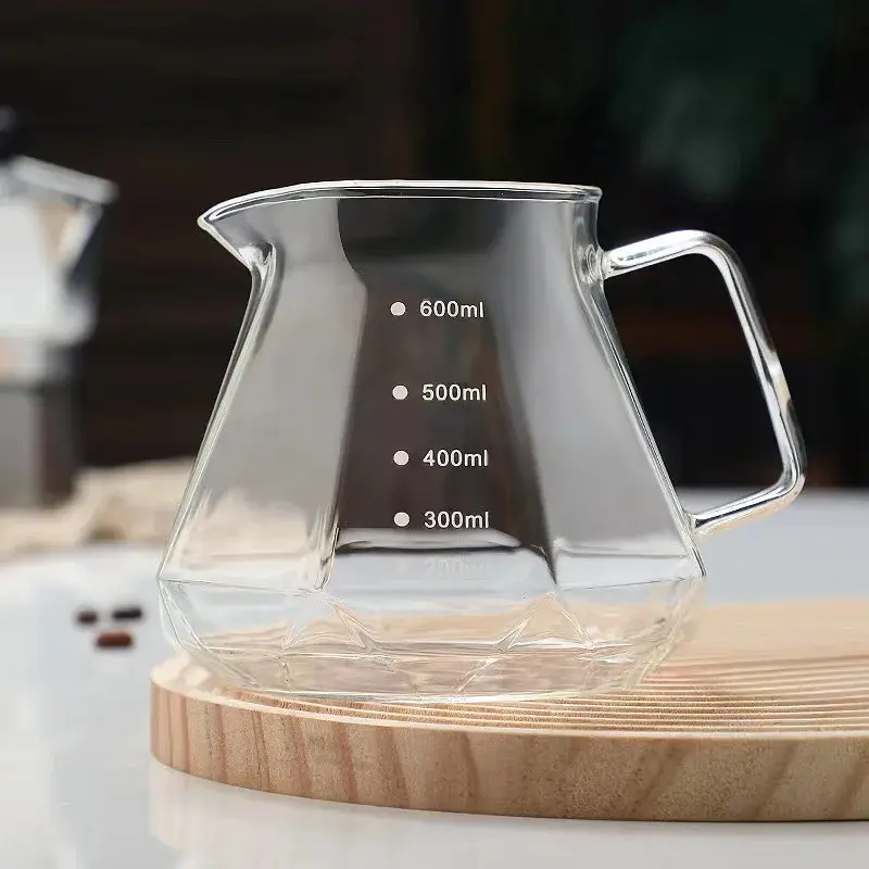 LCS38 Transparent 600ml Pour Over Coffee Server One Two Cups