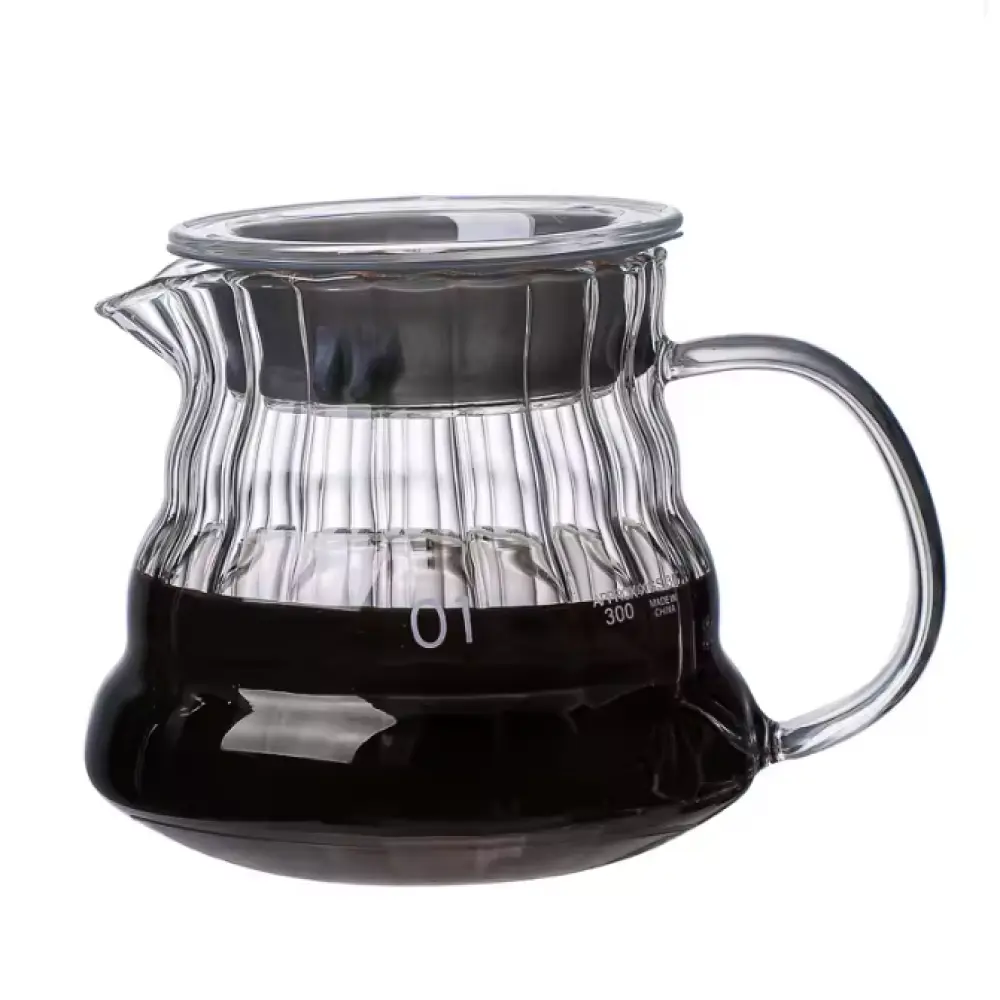 [PKSPO016-B] XGS36 Transparent 360ml Pour Over Coffee Server + Lid One Two Cups