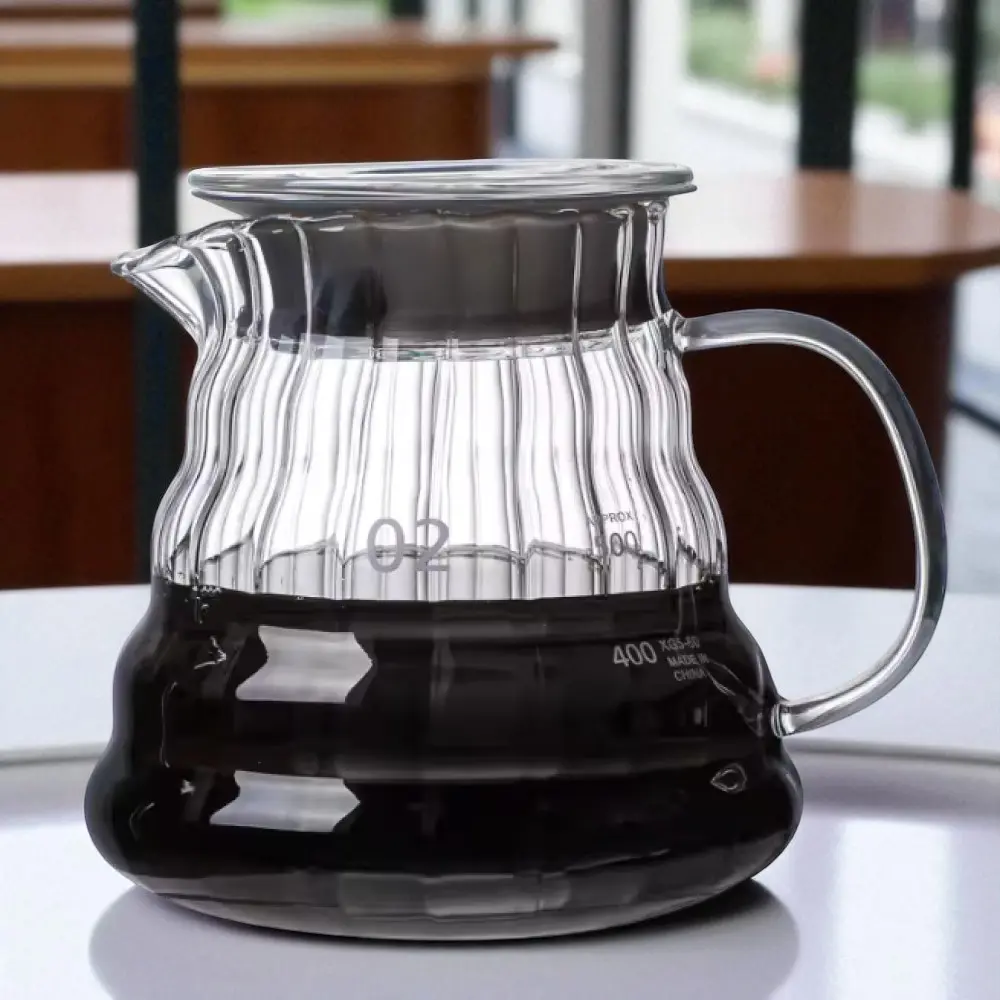[PKSPO018-B] XGS60 Transparent 600ml Pour Over Coffee Server + Lid One Two Cups