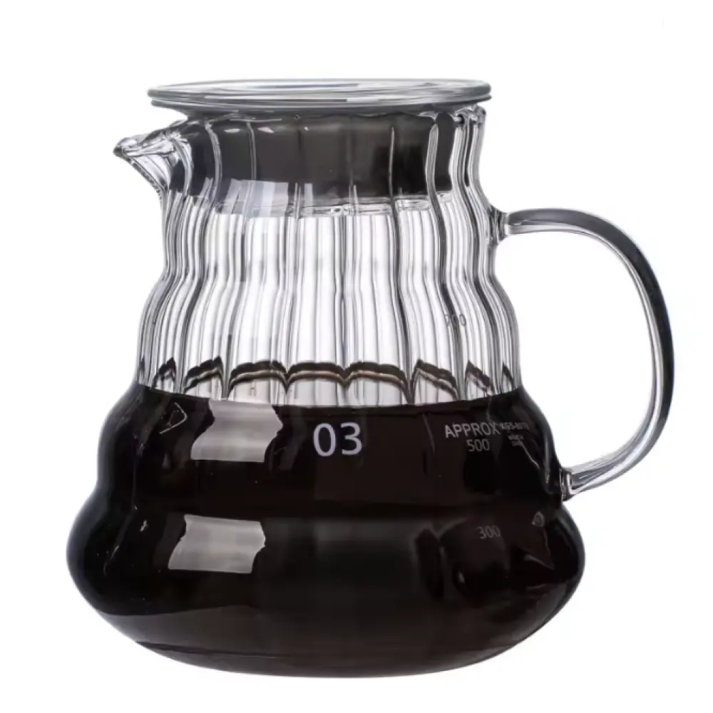 [PKSPO020] XGS80 Transparent 800ml Pour Over Coffee Server + Lid One Two Cups