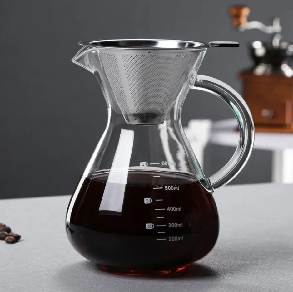 YDKT001 600ml Server Coffee Maker Pot Borosilicate Glass + Filter