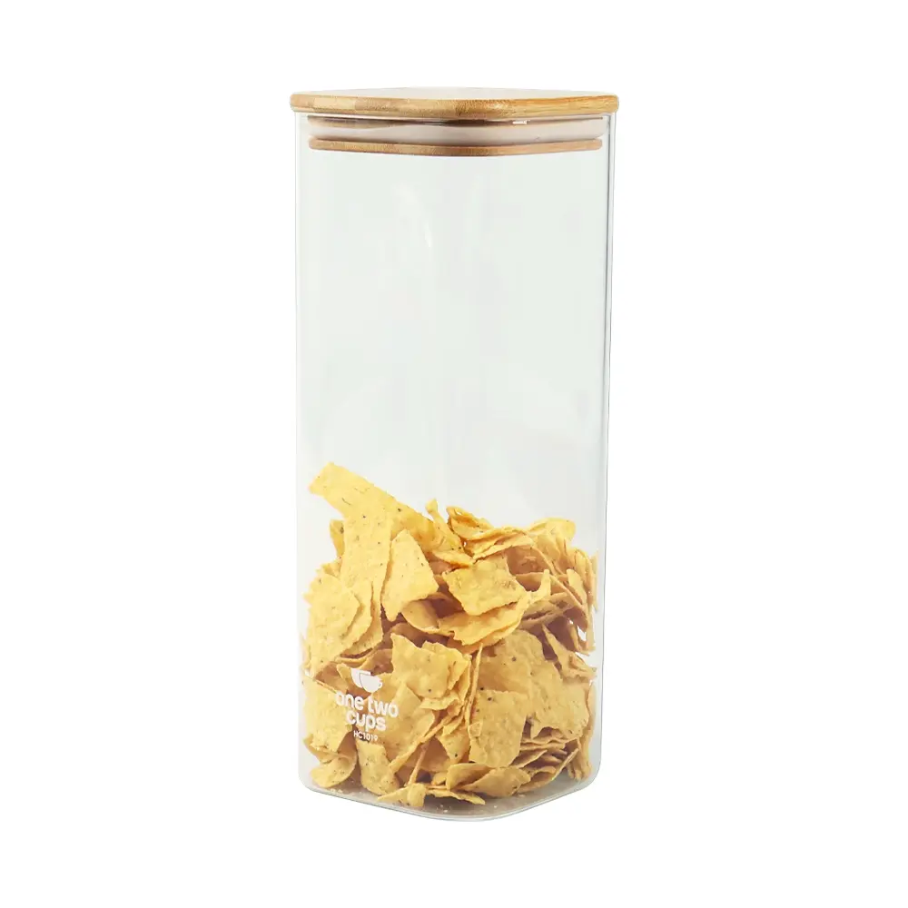 HC1019 1L Toples Kaca Kedap Udara One Two Cups