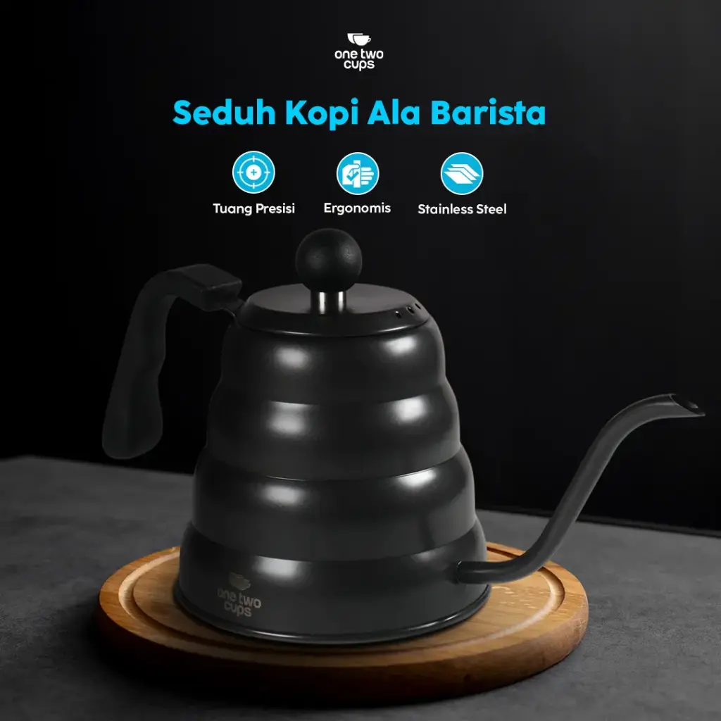 PRF10 Black 1.2L Teko Leher Angsa Gooseneck Kettle