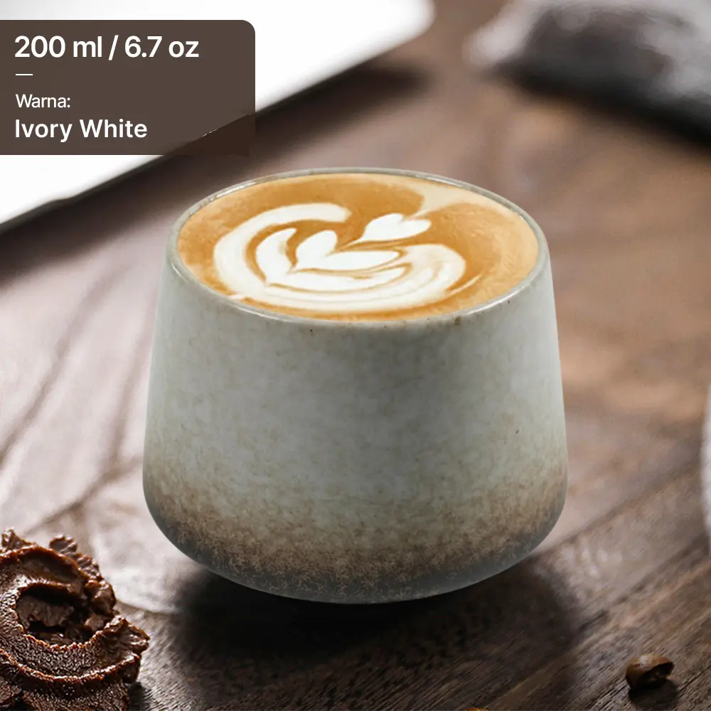 [PCGC009-H] FB014 Ivory White Gelas Cafe Keramik Japanese Style