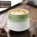 FB014 White Green Gelas Cafe Keramik Japanese Style