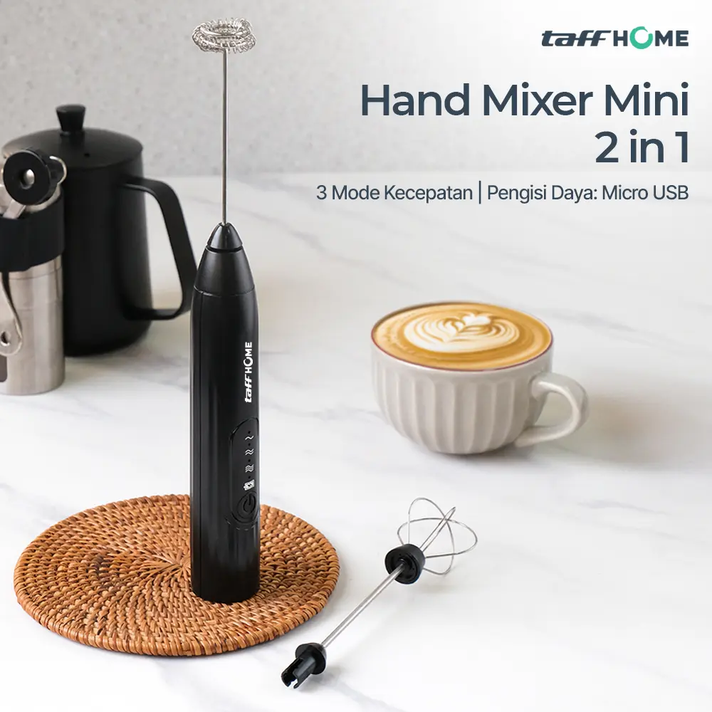 [PBMX006] HMW1 Black Hand Mixer Mini 2in1 USB Charge